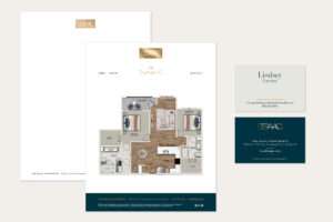 Letterhead, floor plan sheets and business card design